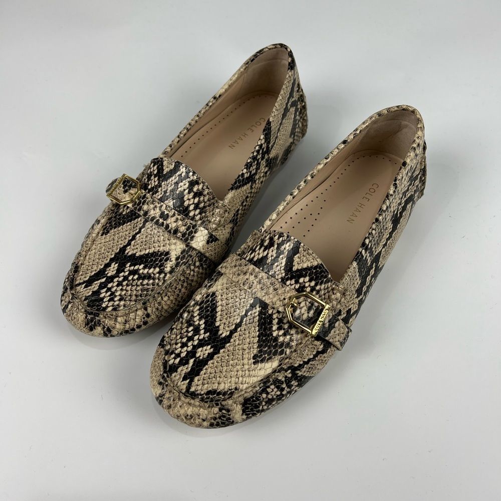 Cole Haan Black/Tan Snake Skin Loafers